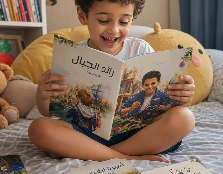 A child reading his own story